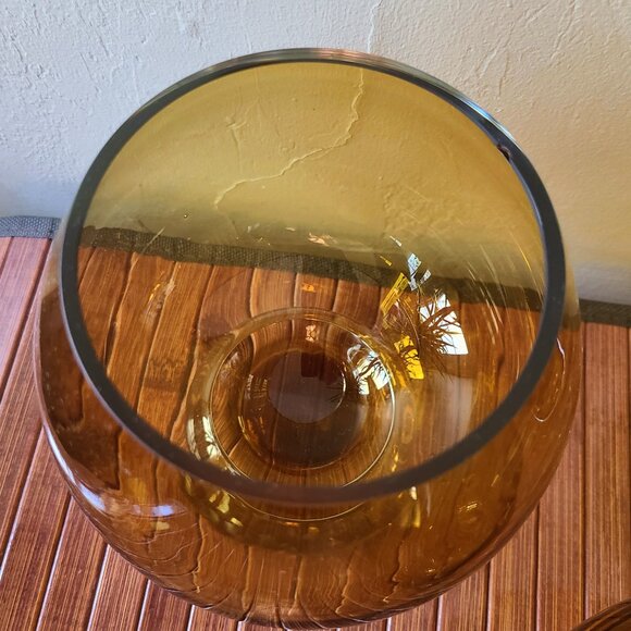 Three Vintage Amber Goblet Vase/Candle Holders - Picture 5 of 9